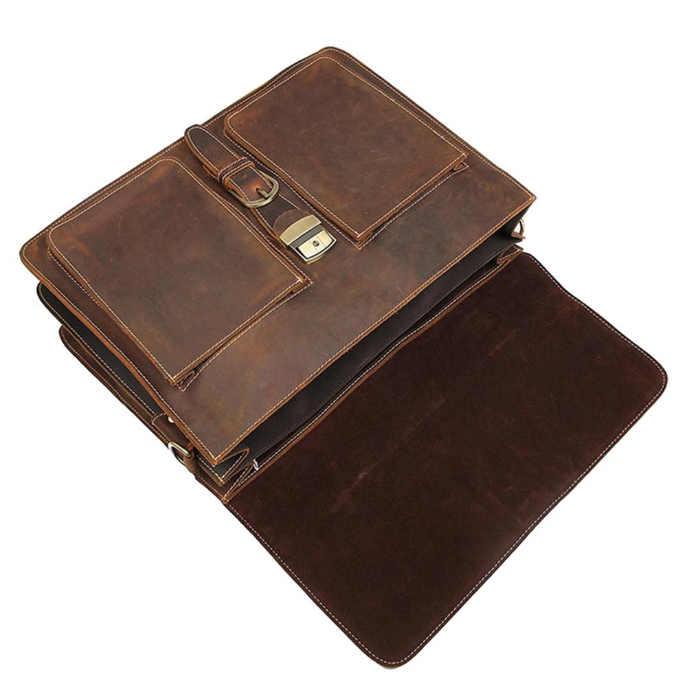 Brown Large Shoulder Messenger Bag Briefcase