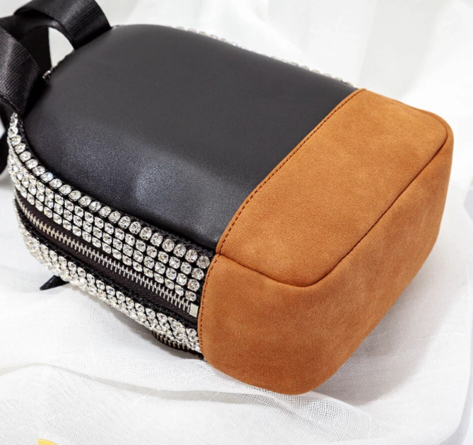 Rhinestone Leather Mini Bag
