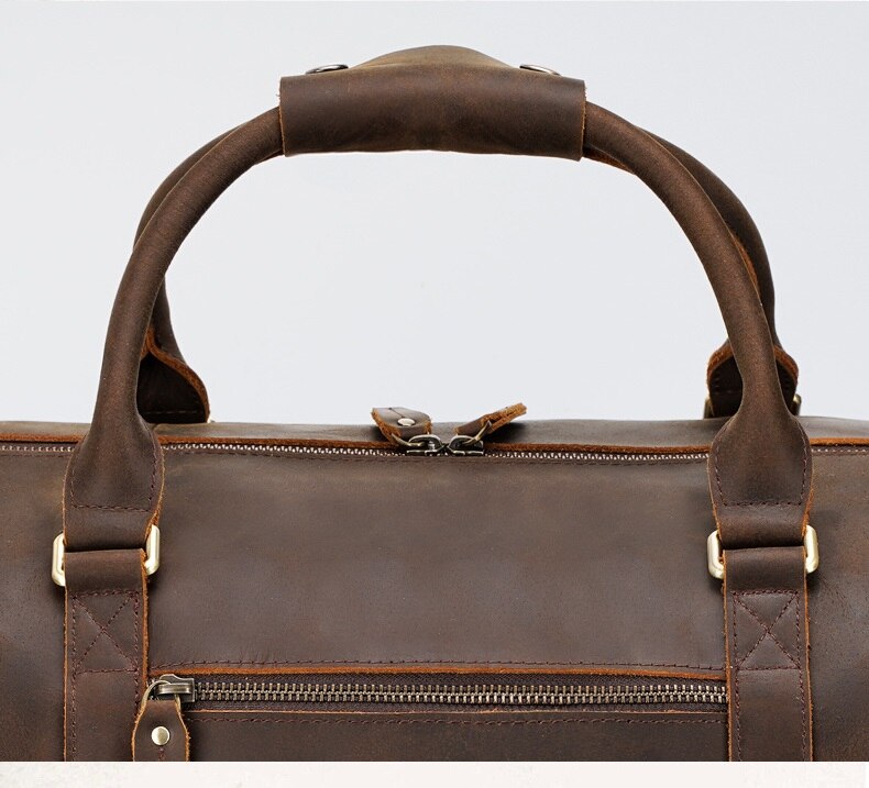 Leather Large Travel Weekender Duffel Bag with Laptop Compartment