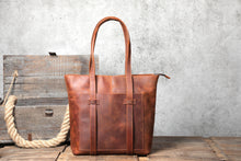 Load image into Gallery viewer, Brown Leather Tote Bag
