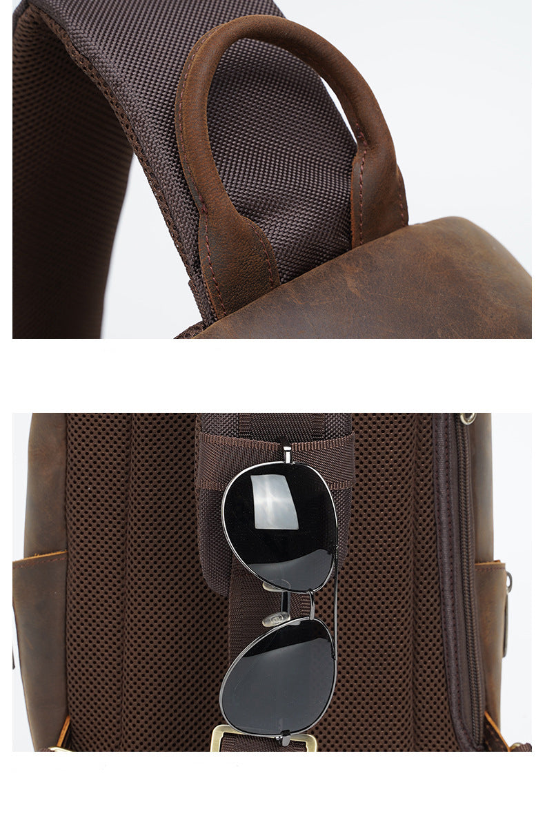 Shoulder Crazy Horse Leather Chest Sling Bag
