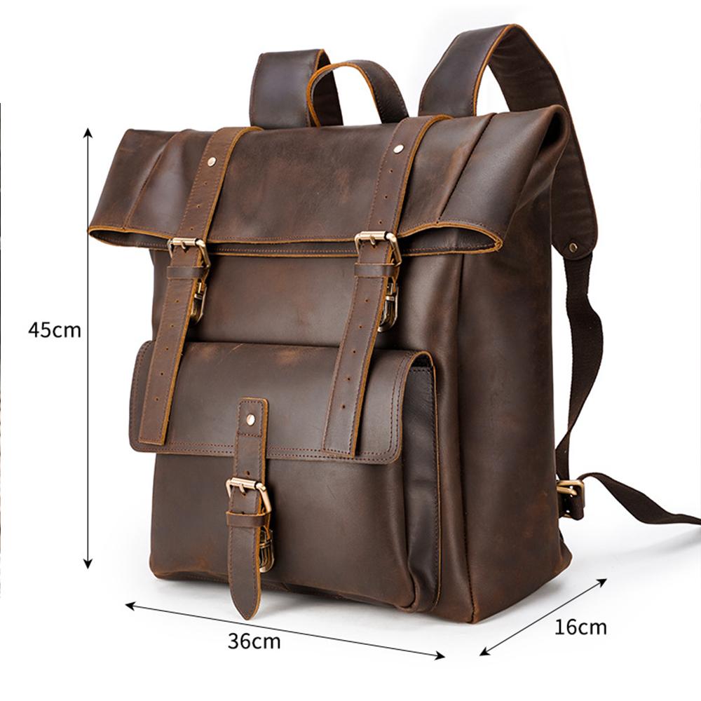 Brown Classic Leather Convertible School Backpack