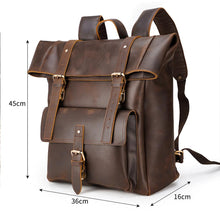 Load image into Gallery viewer, Brown Classic Leather Convertible School Backpack
