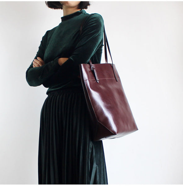 Simple Leather Tote Bag Shoulder Bag for Women