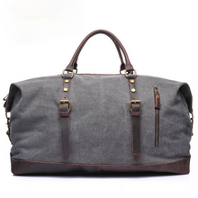 Load image into Gallery viewer, Men&#39;s Travel Canvas Leather Duffel Bag
