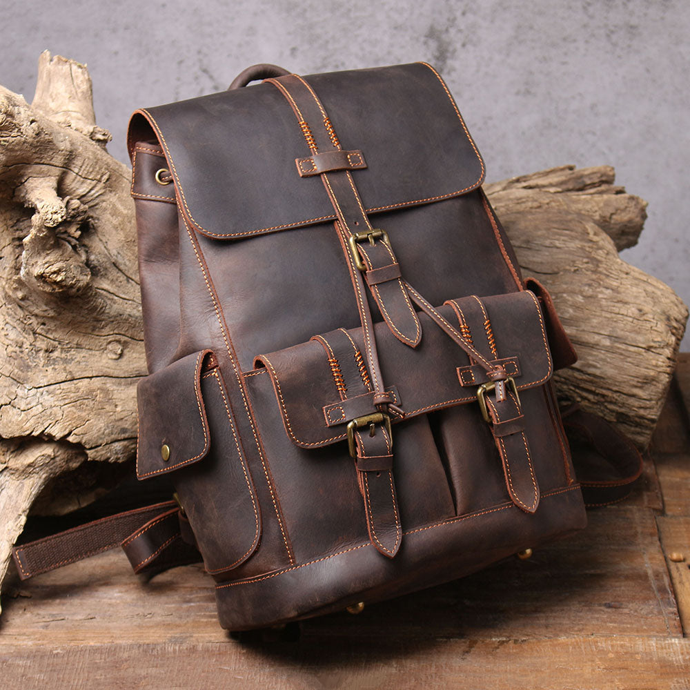 Classic Full Grain Leather School Backpack