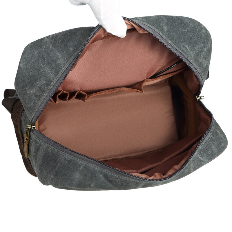 Shockproof DSLR Backpack Waterproof Waxed Canvas Camera Bag