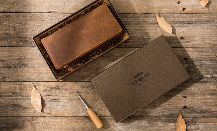 Vintage Slim Cool long Wallet Leather Wallet Bifold Long Wallets