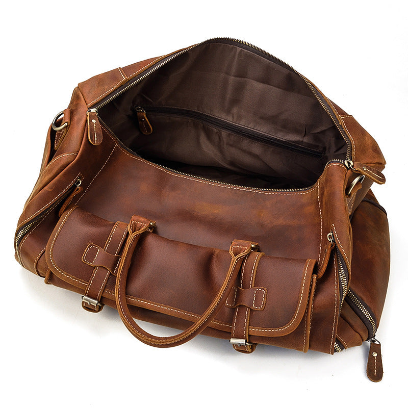 Vintage Men Leather Travel Weekender Duffel Bag