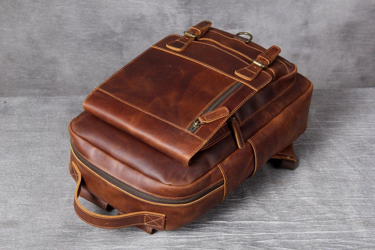 Large Handmade Leather School Backpack