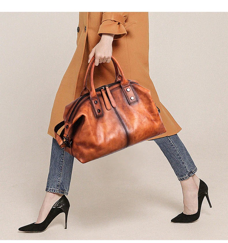 Tote Bag Top Handle Shoulder Bag Medium Designer Retro Leather Handbag for Women