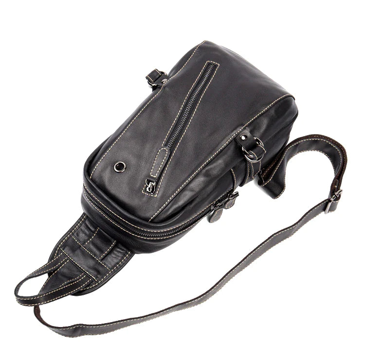 Classic Zipper Leather Sling Bag