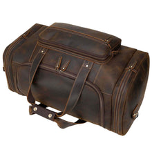 Load image into Gallery viewer, Brown Leather Travel Weekender Bag with Front Pocket
