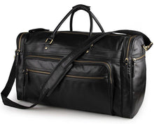 Load image into Gallery viewer, Black Large Trave Weekender Leather Duffel Bag
