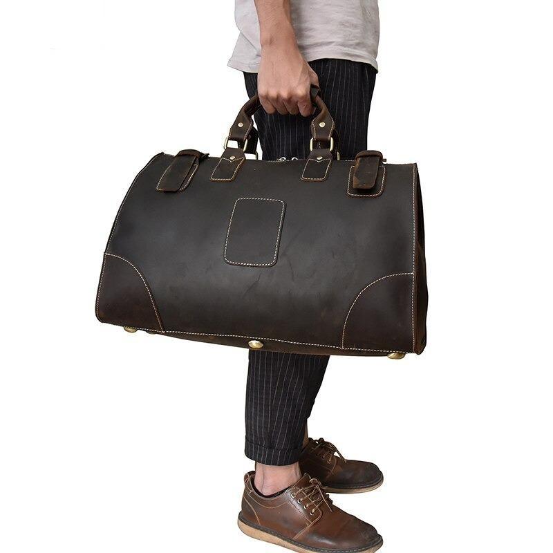 Dark Brown Crazy Horse Leather Duffel Bag