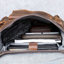 Load image into Gallery viewer, Large Brown Leather School Backpack
