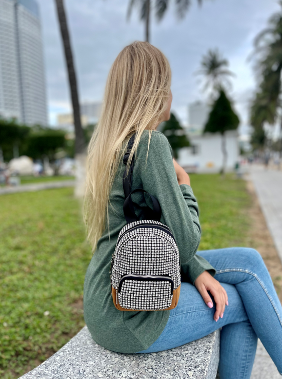 Rhinestone Leather Mini Bag