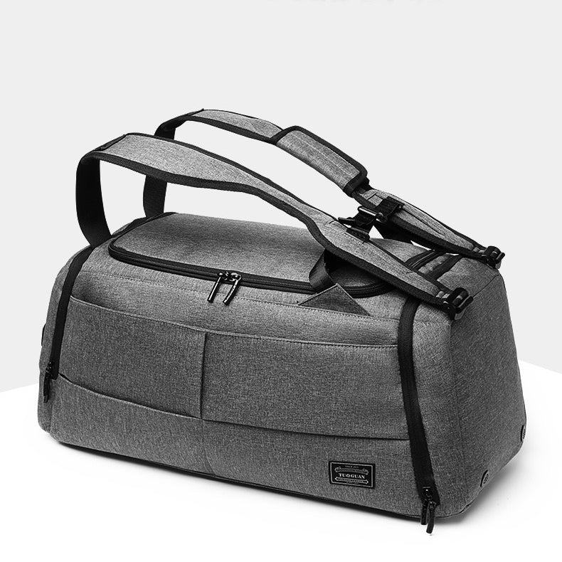 Grey Backpack Duffle Bag Canvas Sports Travel Weekend Bag