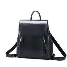 Load image into Gallery viewer, Double Zipper Top Grain Leather Backpack for Women Female Lether Designer Backpack Stylish School Backpack Shoulder Bags
