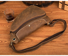 Load image into Gallery viewer, Vintage Crazy Horse Leather Mens Sling Bag
