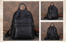 Load image into Gallery viewer, Vintage Leather Rucksack Womens Vintage School Backpacks Leather Backpack Purse
