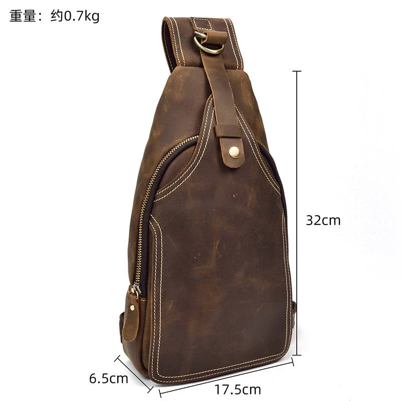 Brown Leather Crossbody Bags for Men Sling Backpack