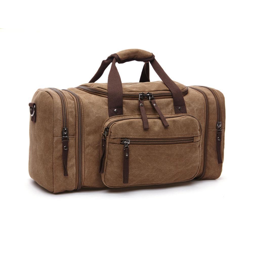 Men's Oversize Canvas Travel Bags Large Capacity Carry On Luggage Weekend Bag