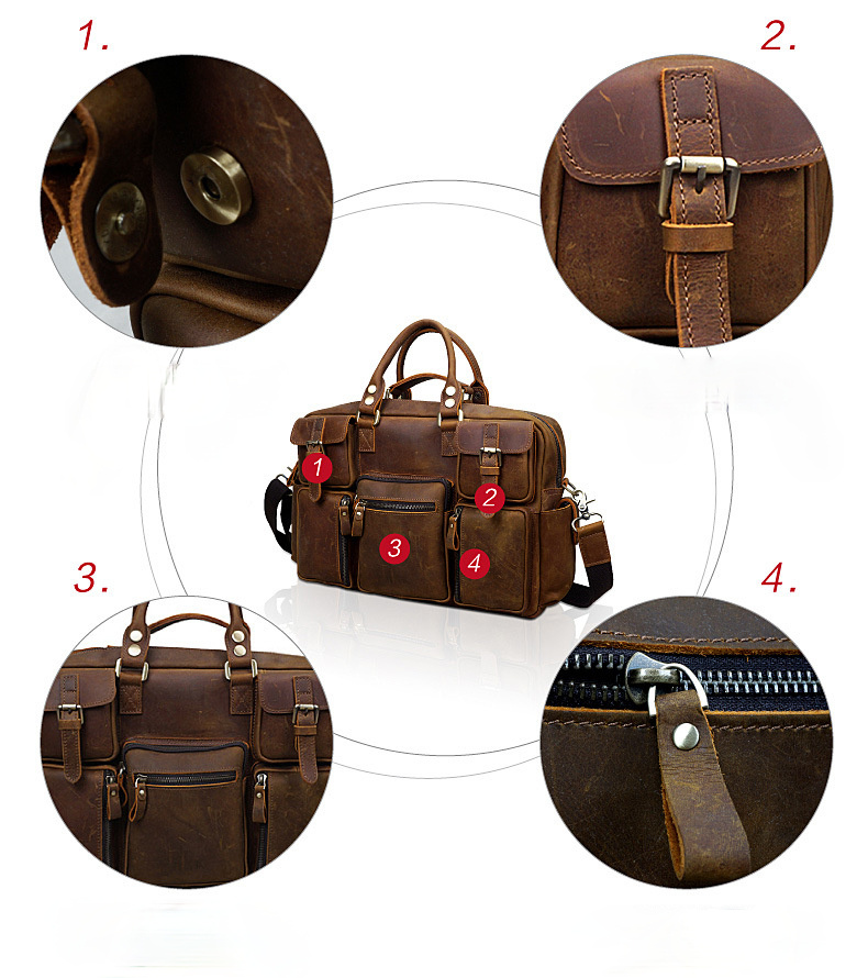 Large Leather Travel Briefcase