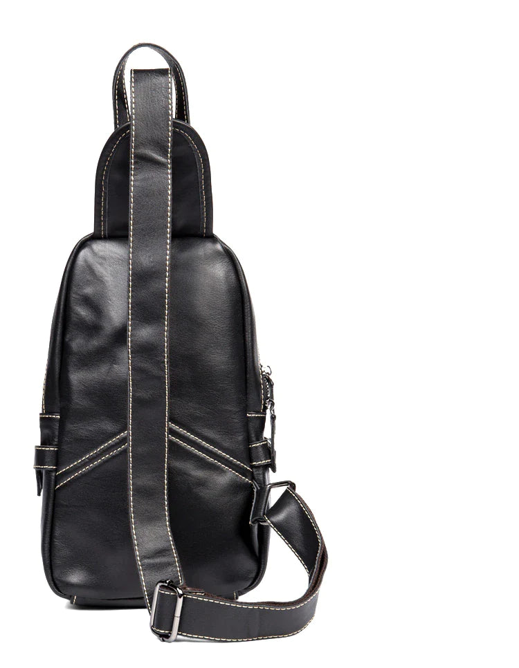 Classic Zipper Leather Sling Bag