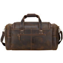 Load image into Gallery viewer, Brown Leather Travel Weekender Bag with Front Pocket
