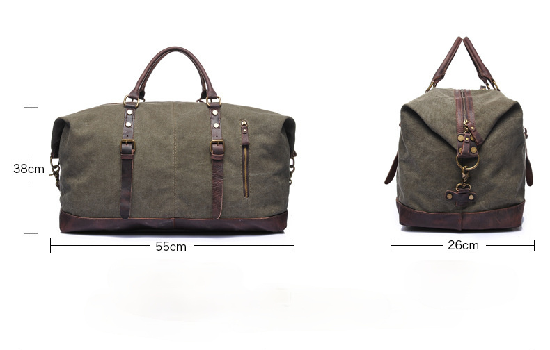 Men's Travel Canvas Leather Duffel Bag