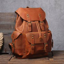 Load image into Gallery viewer, Dark Coffee Leather Full Grain School Backpack

