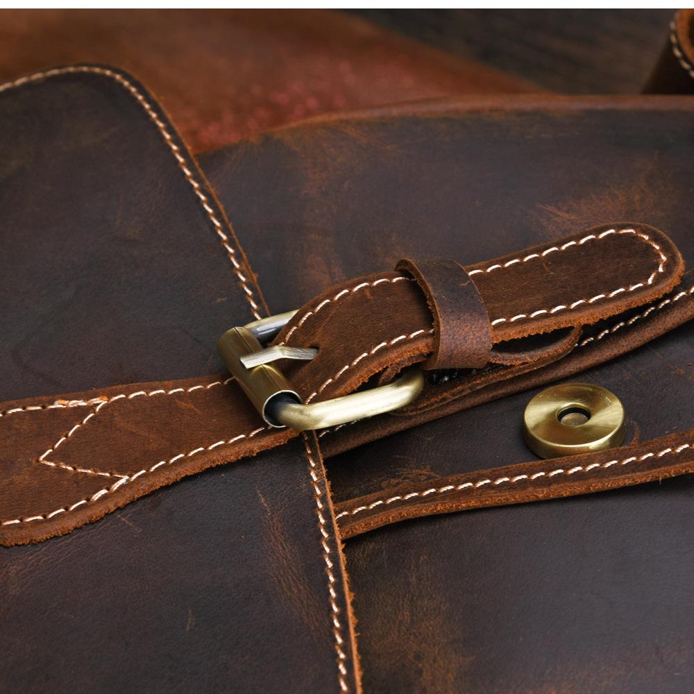 Handmade Pockets Leather School Backpack