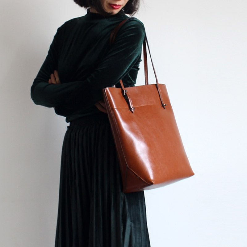 Simple Leather Tote Bag Shoulder Bag for Women