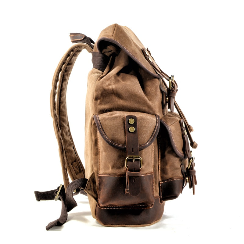 Large Travel Waxed Canvas Outdoor Laptop Backpack
