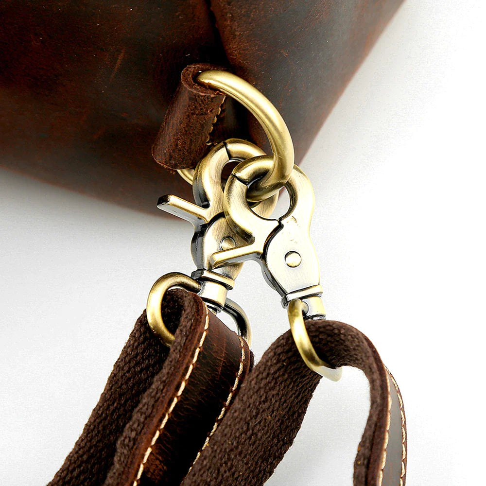 Mens Convertible Leather School Backpack Sling Bag