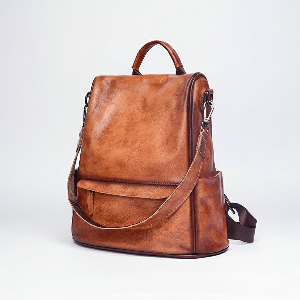 Leather Backpack for women Laptop Bag Large Capacity School Business Travel Daypack