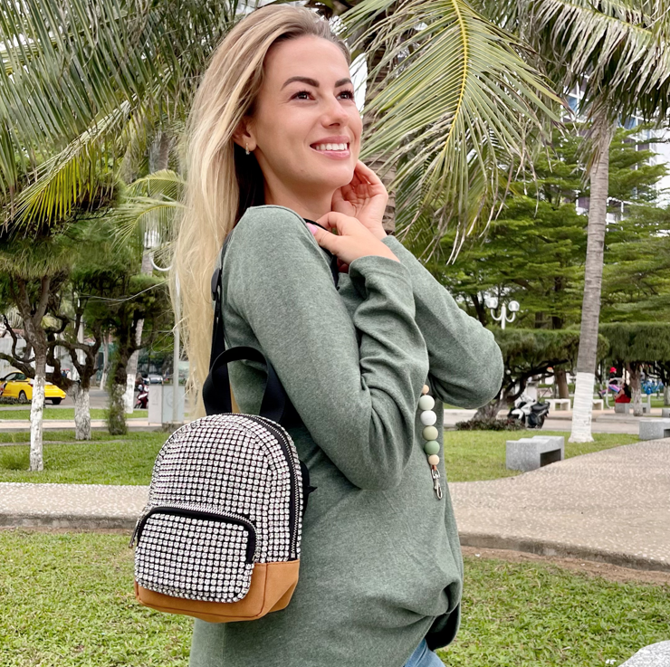 Rhinestone Leather Mini Bag