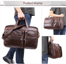Load image into Gallery viewer, 17&quot; Leather Large Storage Laptop Bag Briefcase
