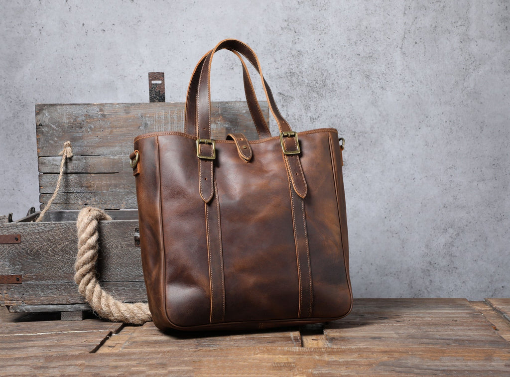 Vintage Leather Tote Bag