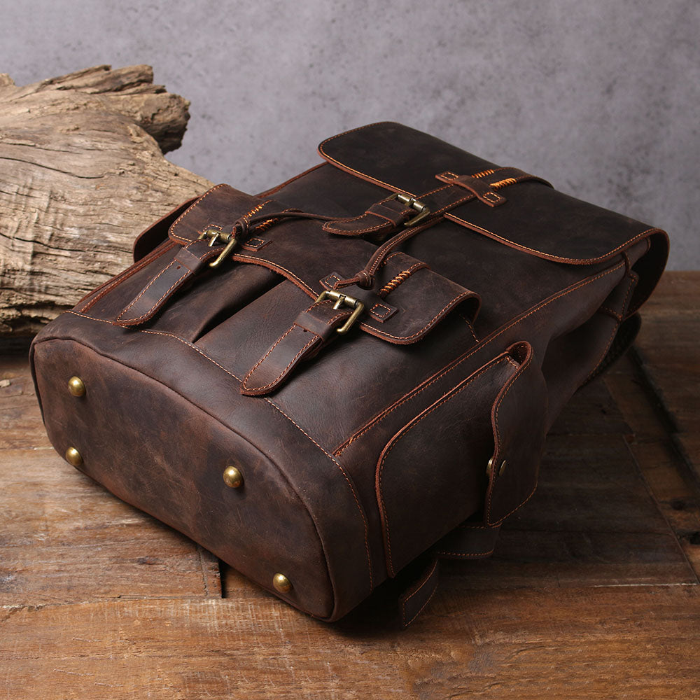 Classic Full Grain Leather School Backpack