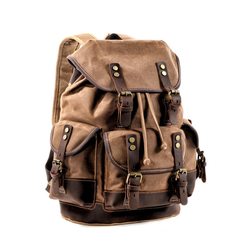 Large Travel Waxed Canvas Outdoor Laptop Backpack