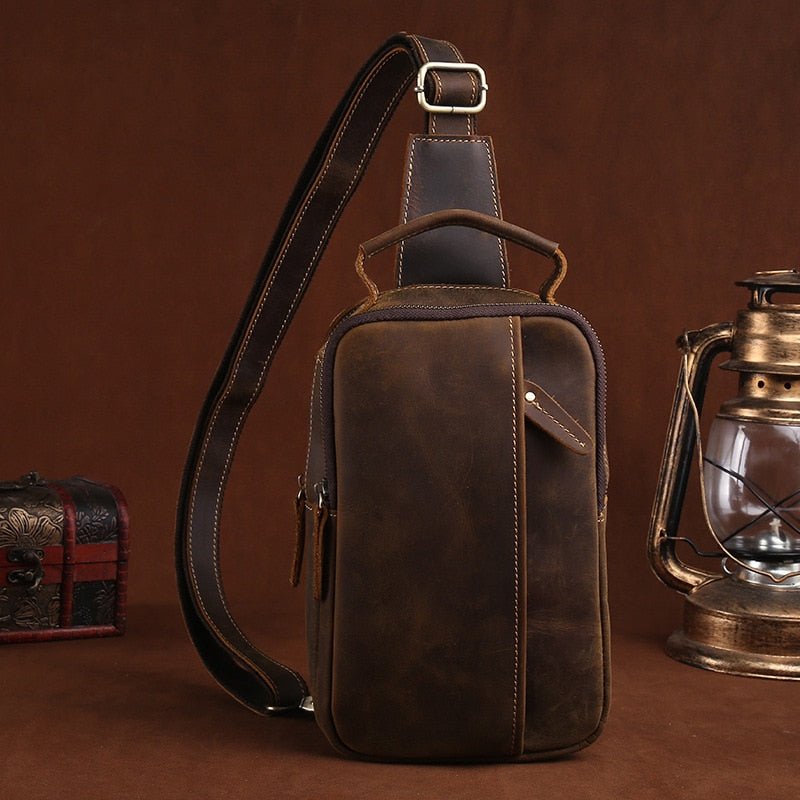 Leather Small Sling Bag for Men