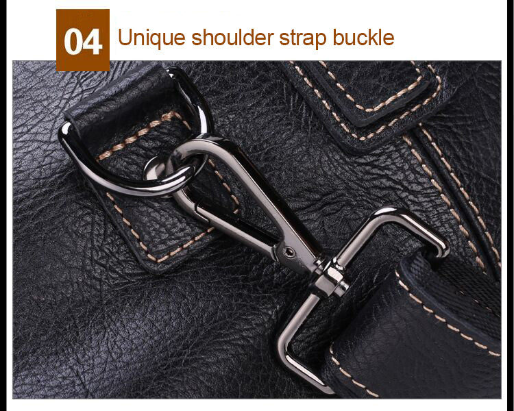 Black Full Grain Travel Weekender Duffel Bag for Men