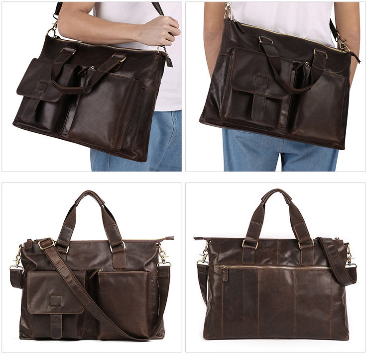 Men's Leather Business Briefcase for 17" Laptop
