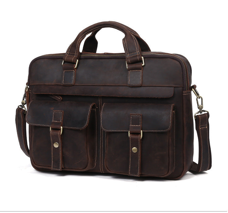 Classic Men Vintage Leather Business Briefcase