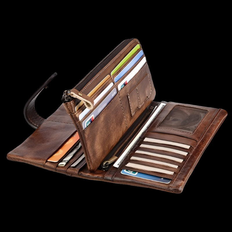 Full Grain Leather Wallet Distressed Trifold Purse Anniversary Gift  For Women