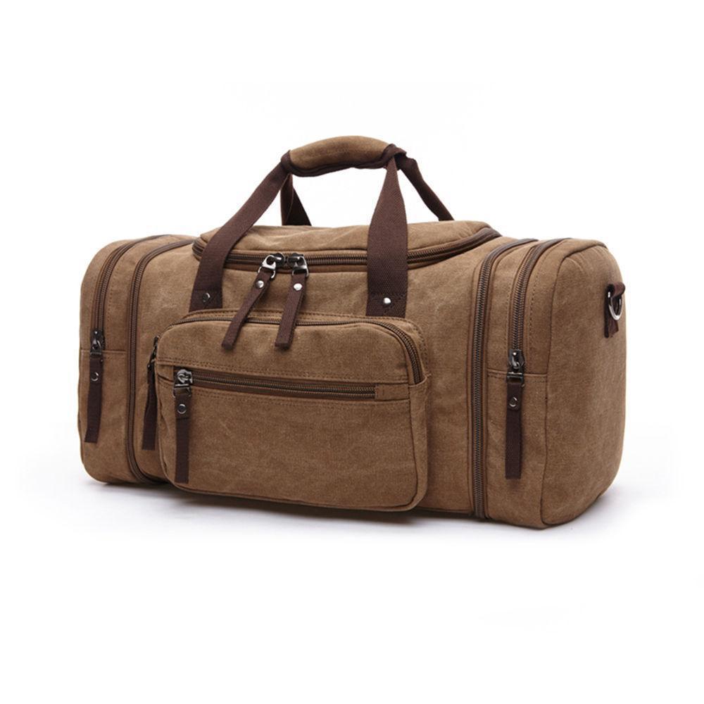 Men's Oversize Canvas Travel Bags Large Capacity Carry On Luggage Weekend Bag