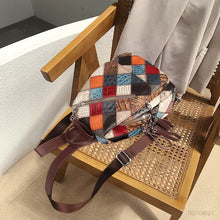Load image into Gallery viewer, Small Patchwork Zipper Leather Backpack Bag for women
