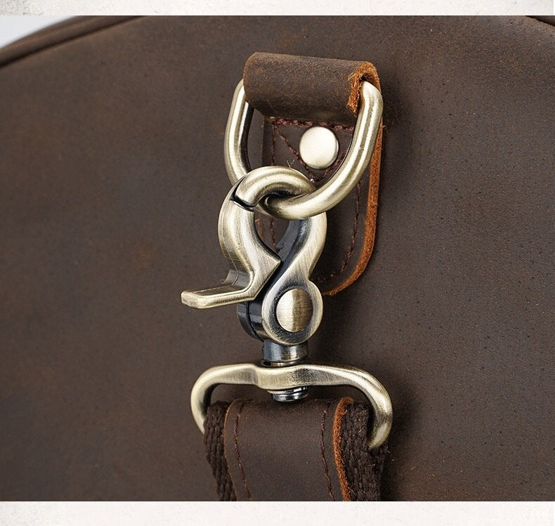 Leather Large Travel Weekender Duffel Bag with Laptop Compartment